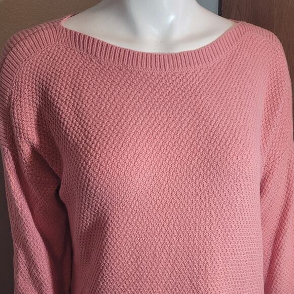 LOFT Pink Knit Oversized Sweater Women's Large Hugge Cozycore Cottagecore Girly - Picture 3 of 7